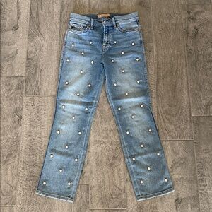 7 For All Mankind Luxe Vintage Edie Jeans with Pearl Embellishments